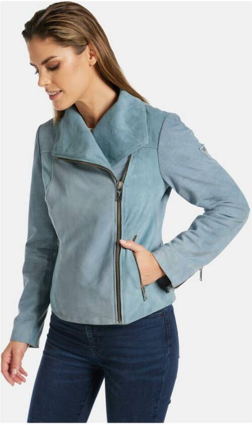 carlo colucci Zachte velours lederen jas dal bella Blauw Dames