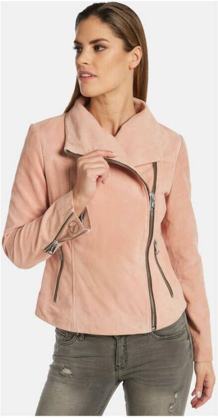 carlo colucci Zachte velours lederen jas dal bella Roze Dames