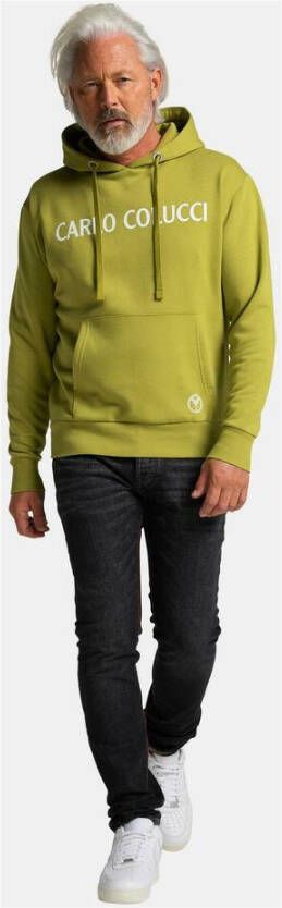 carlo colucci Sweatshoodie met belettering op borst Corrado Groen Heren