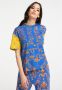 Carlo colucci Vintage Fit Barok Print T-Shirt Blue Dames - Thumbnail 3