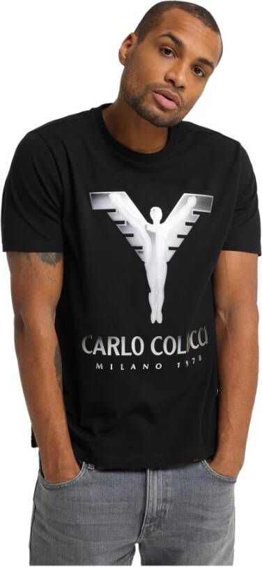 Carlo colucci Unieke Artistieke Korte Mouw Shirts Black Heren