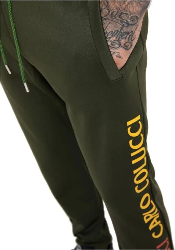 carlo colucci Unieke Kunstwerk Sweatpants voor Mannen Green Heren