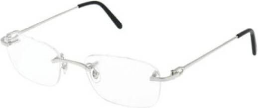 Cartier Ct0050O Zilveren Rechthoekige Bril Grijs Dames