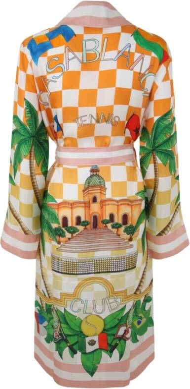 Casablanca Zijden kimono met tennisclub print Meerkleurig Dames