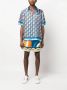 Casablanca Landschap Print Zijden Shorts Blauw Heren - Thumbnail 2
