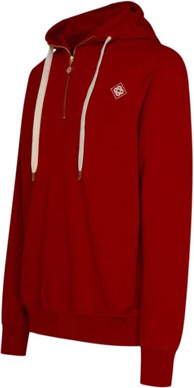 Casablanca Rode katoenen hoodie met rits en logo Rood Heren