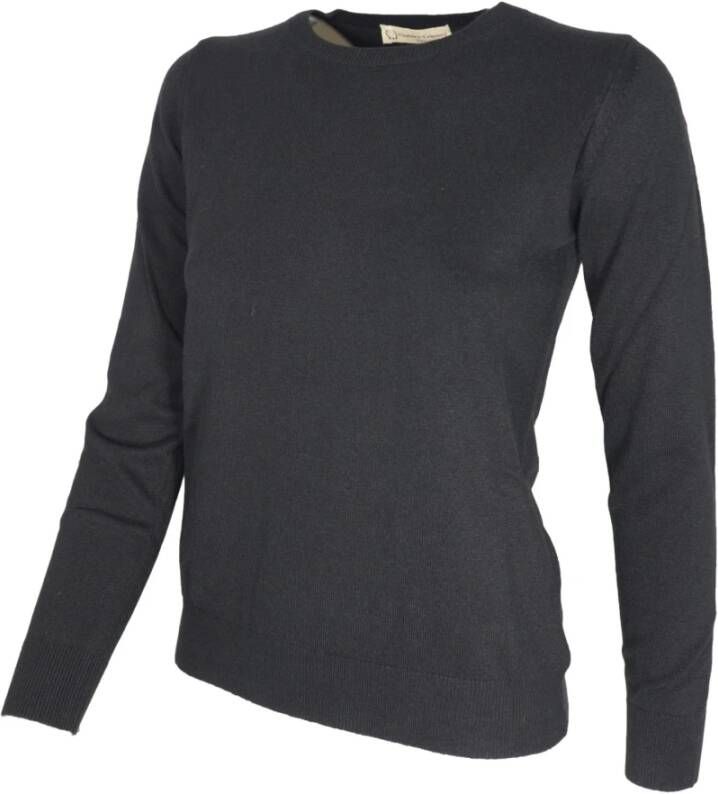 Cashmere Company Zachte Crewneck Cashmere en Wol Trui Zwart Dames