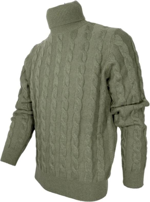 Cashmere Company Slim Fit Kasjmier en Wol Heren Turtleneck Trui in Groen Heren