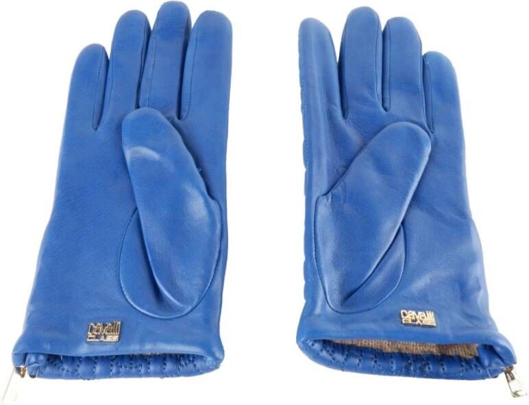 Cavalli Class Blue Lambskin Glove Blauw Dames