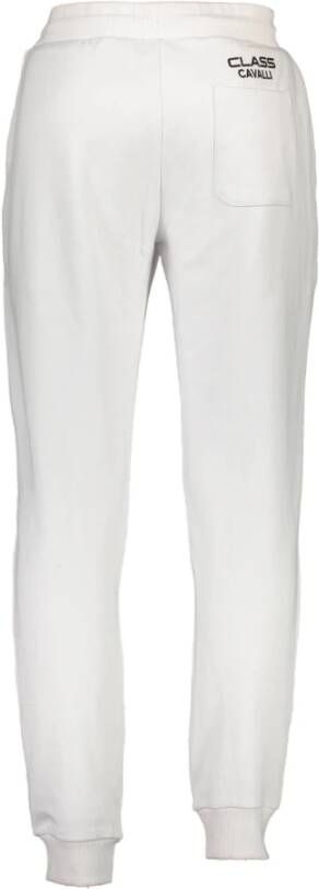 Cavalli Class Witte katoenen sportbroek met logo Wit Heren