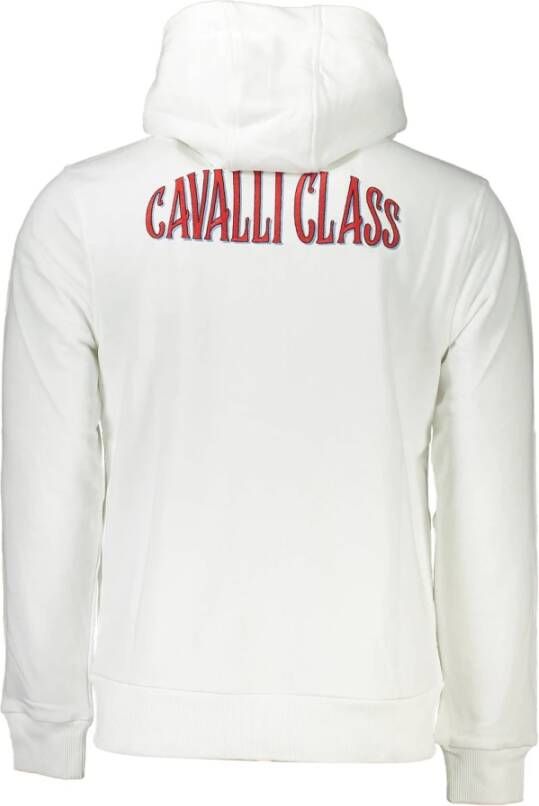 Cavalli Class Witte Katoenen Sweater met Capuchon Wit Dames