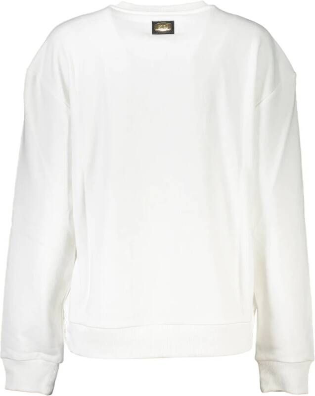 Cavalli Class Witte Katoenen Trui Lange Mouwen Ronde Hals Logo Print Wit Dames
