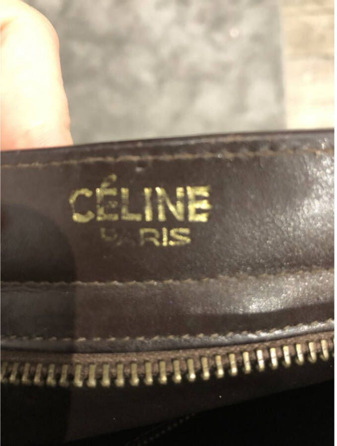 Celine Vintage Voorafgaand lederen schoudertas Bruin Dames