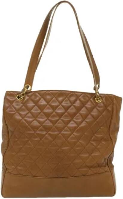 Chanel Vintage Tweedehands Bruine Canvas Chanel Schoudertas Bruin Dames