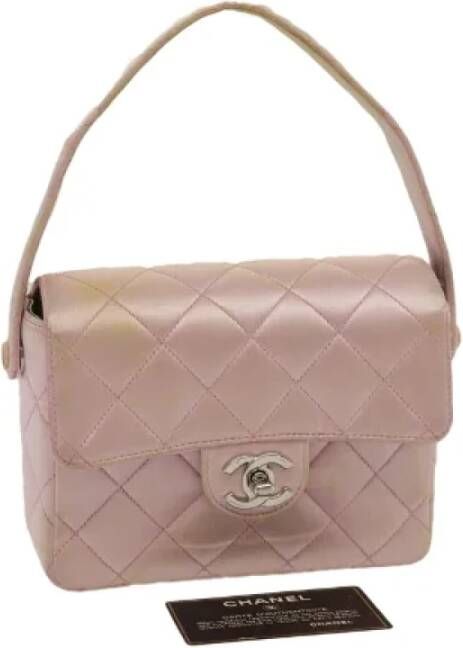 Chanel Vintage Tweedehands Roze Canvas Schoudertas Roze Dames