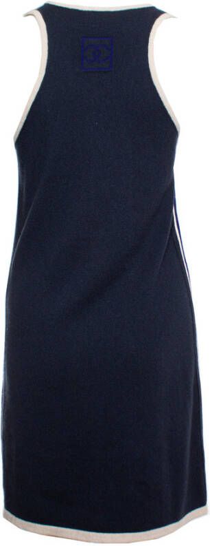 Chanel Vintage Pre-owned cashmere dress with pouch pocket Blauw Dames