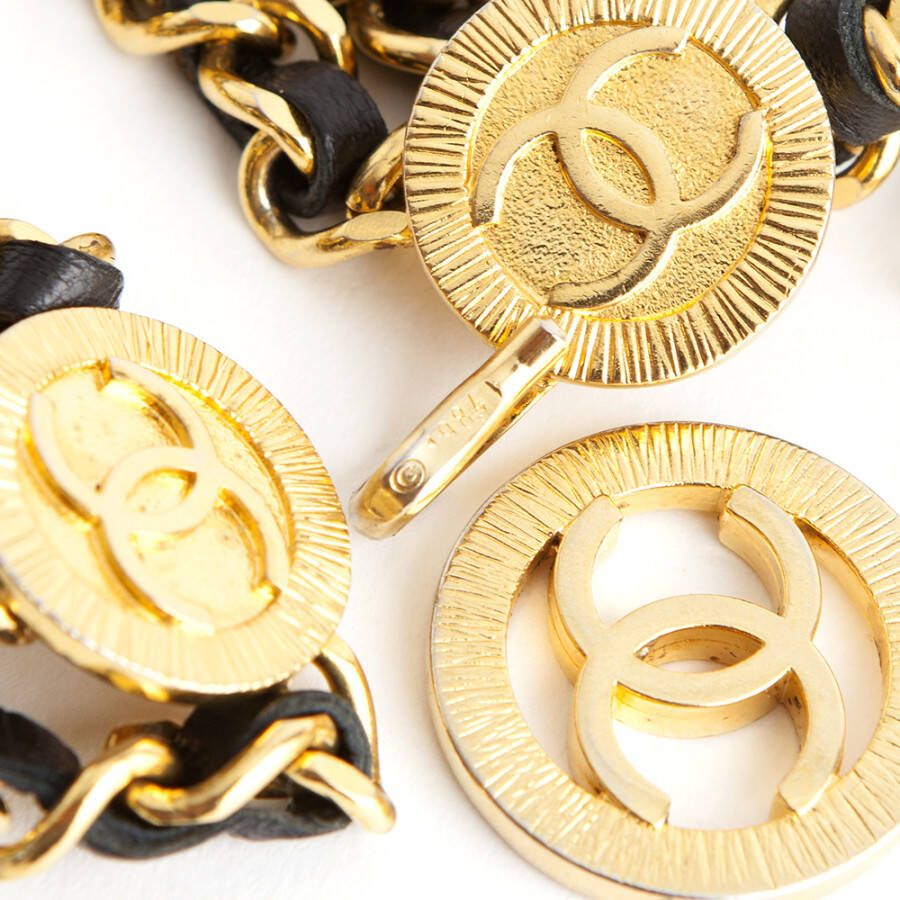 Chanel Vintage Ketting en Leren Riem Geel Dames
