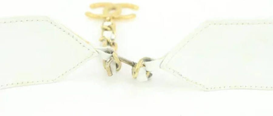 Chanel Vintage Riem Ongebruikt Gemaakt in Italië Wit Dames