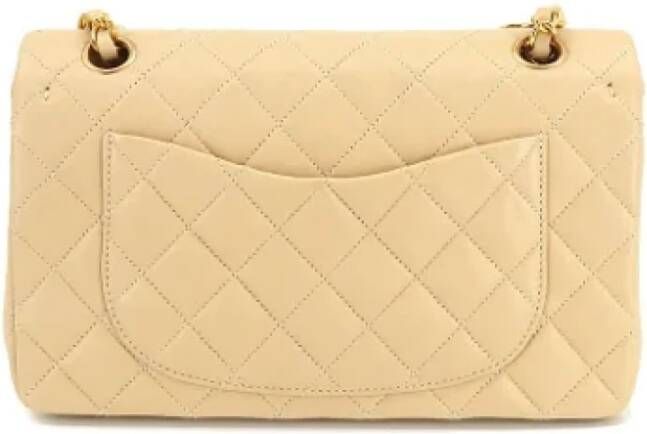 Chanel Vintage Beige Leren Chanel Flap Tas Beige Dames