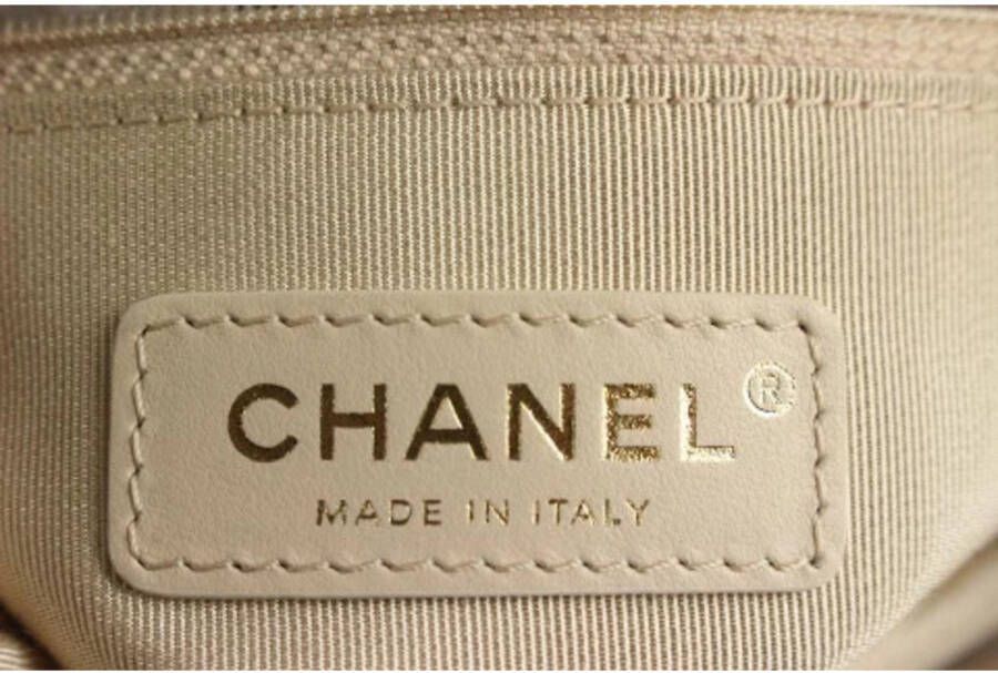 Chanel Vintage Tweedehands Leren Schoudertas Beige Dames