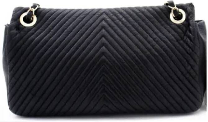 Chanel Vintage Tweedehands Zwarte Leren Chanel Schoudertas Zwart Dames