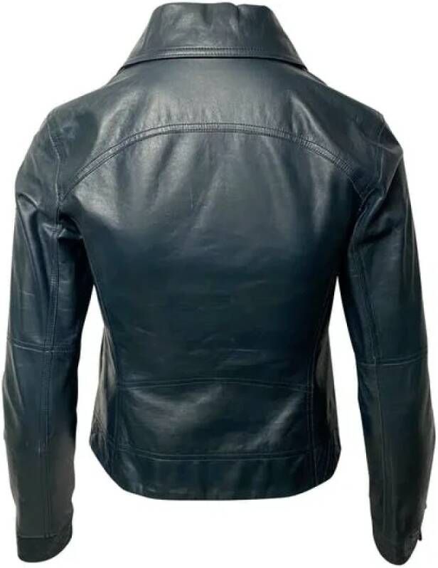 Chanel Vintage Groene Leren Motorjas Uitstekende Staat Groen Dames