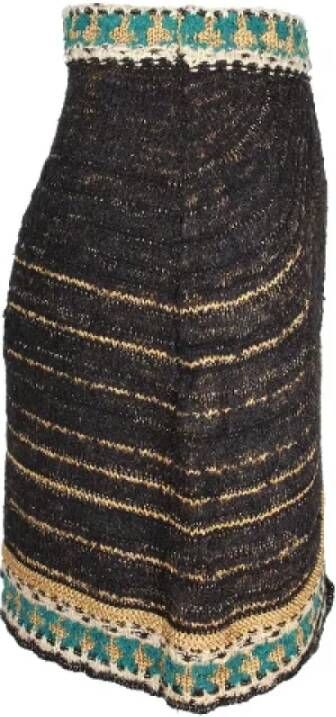Chanel Vintage Tweedehands Zijden Tweed Mini Rok Zwart Dames
