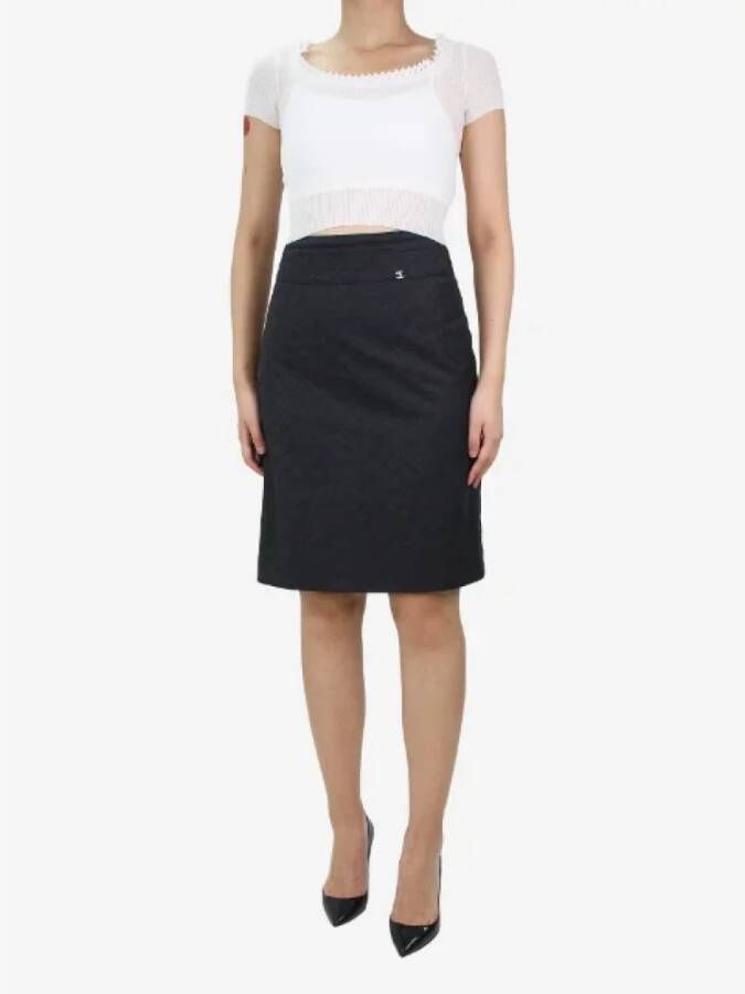 Chanel Vintage Pre-owned Wool bottoms Black Dames