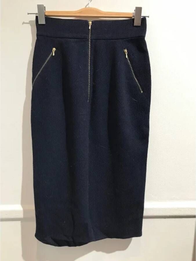 Chanel Vintage Pre-owned Wool bottoms Blauw Dames