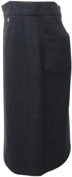 Chanel Vintage Zwarte wollen kokerrok met achterzakken Zwart Dames