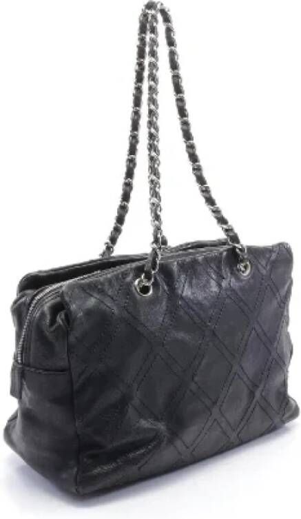Chanel Vintage Tweedehands Zwarte Leren Chanel Schoudertas Black Dames