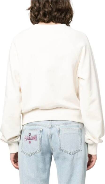 Chiara Ferragni Collection Crèmekleurige katoenen trui met geborduurd logo Beige Dames