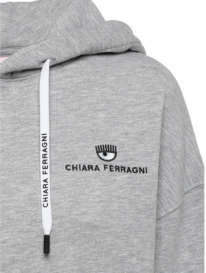 Chiara Ferragni Collection Hooded Cotton Sweatshirt With Logo Grijs Dames