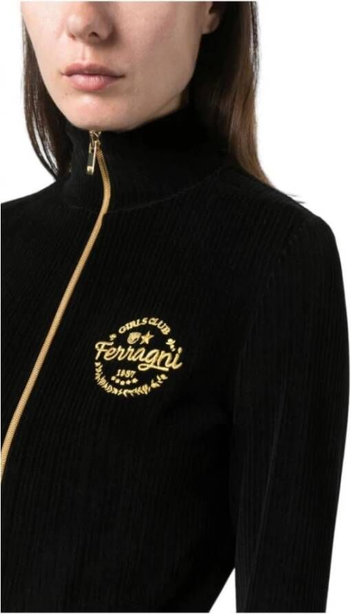 Chiara Ferragni Collection Zwarte Velvet Dames Sweatshirt Black Dames