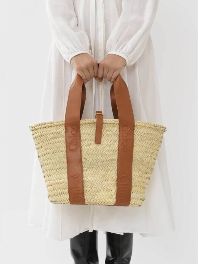 Chloé Sense Medium Basket Bag Modieuze Stijl Beige Dames