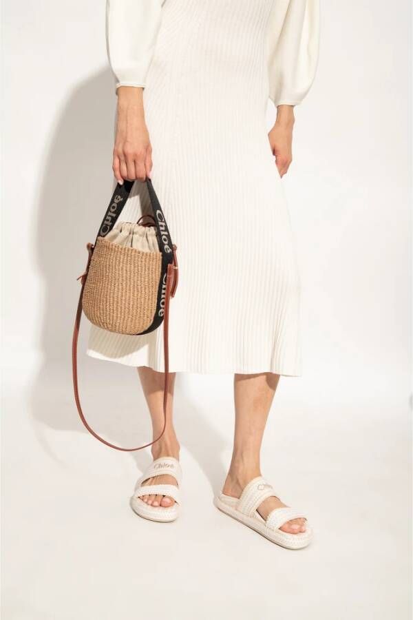 Chloé Woody Small emmer schoudertas Beige Dames