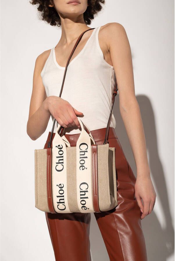 Chloé Woody Small Shopper Bag Beige Dames