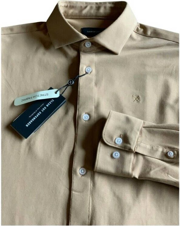 Clean Cut Overhemd Formal Stretch Overhemd Beige Heren