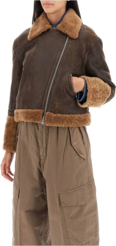 closed Shearling Cropped Jas Brown Dames