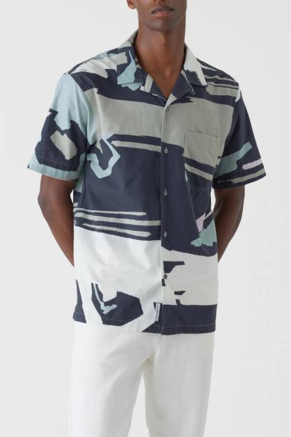closed Short Sleeve Shirts Blauw Heren