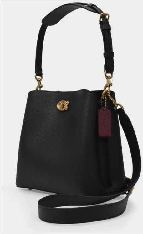 Coach Minimalistische Zwarte Leren Bucket Tas Zwart Dames