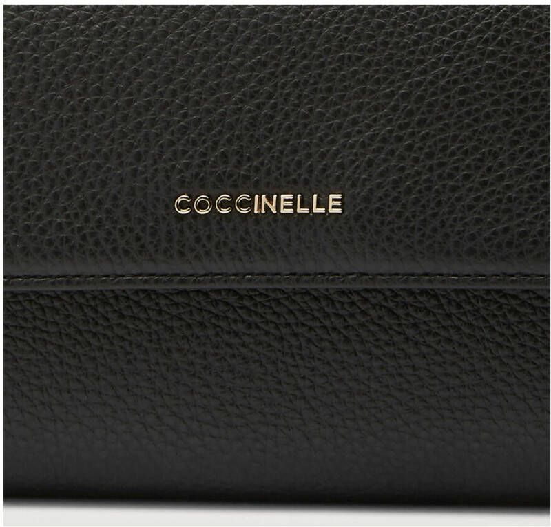 Coccinelle Metalen Flap Portemonnee Kaarthouder Zwart Dames