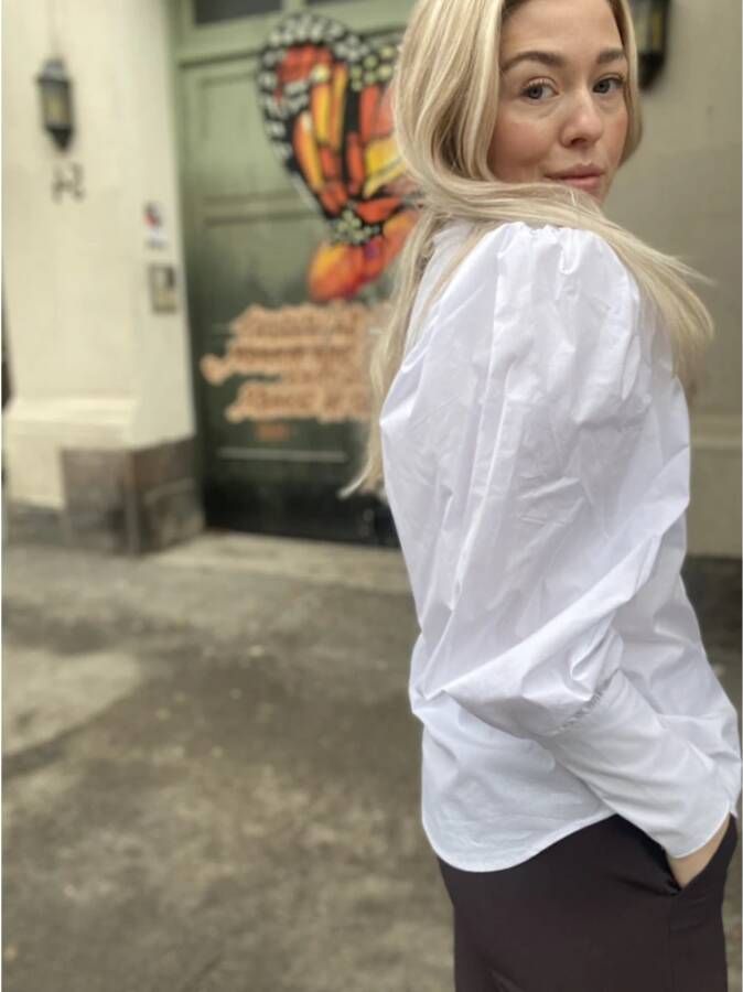 Co'Couture Frisse witte blouse met pofmouwen Wit Dames