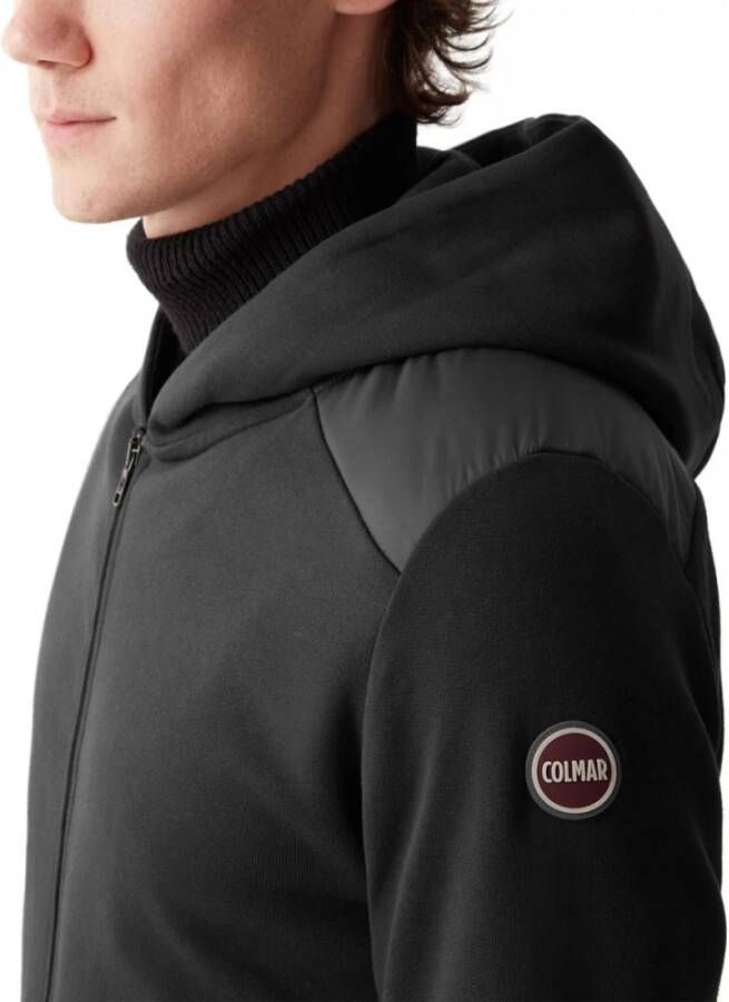 Colmar Veelzijdig Zwart Katoenen Sweatshirt met Nylon Inzetstukken Zwart Heren