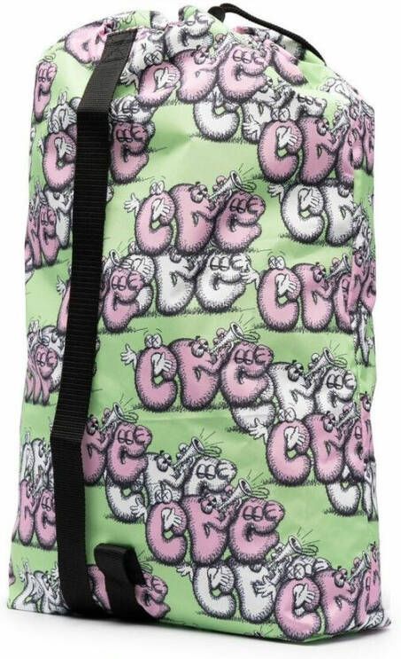Comme des Garçons Grafische Print Trekkoord Rugzak Groen Heren