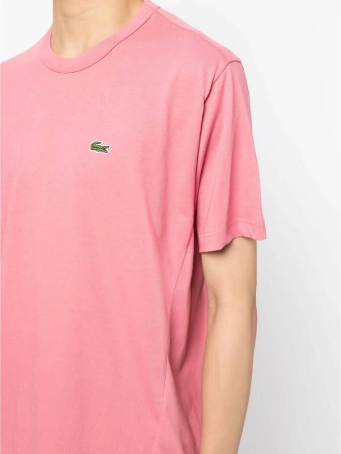 Comme des Garçons Logo-Patch Katoenen T-Shirt met Asymmetrische Zoom Roze Heren