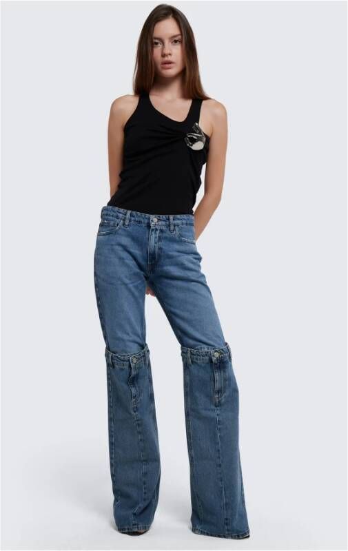 Coperni Stijlvolle Open Knee Denim Jeans Blue Dames