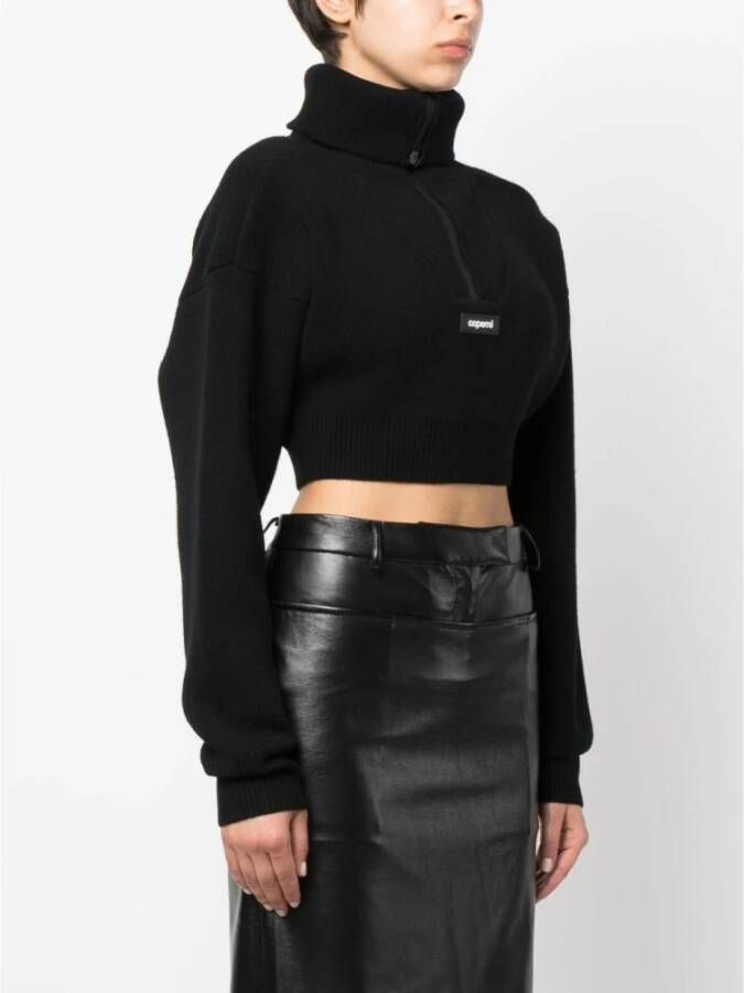 Coperni Zwarte Sweaters met Half Zip Boxy Stijl Zwart Dames