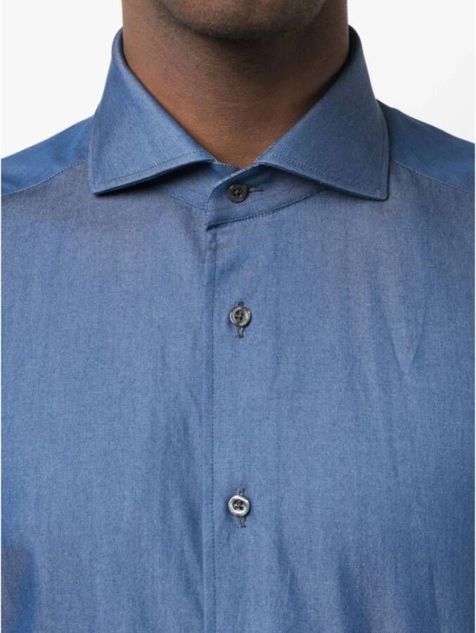 Corneliani Katoenen flanellen overhemd 100% katoen Blauw Heren
