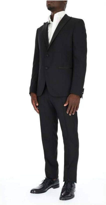Corneliani 838Z57-9167428 jurk met één borsten in pure zwarte maagdwol Zwart Heren